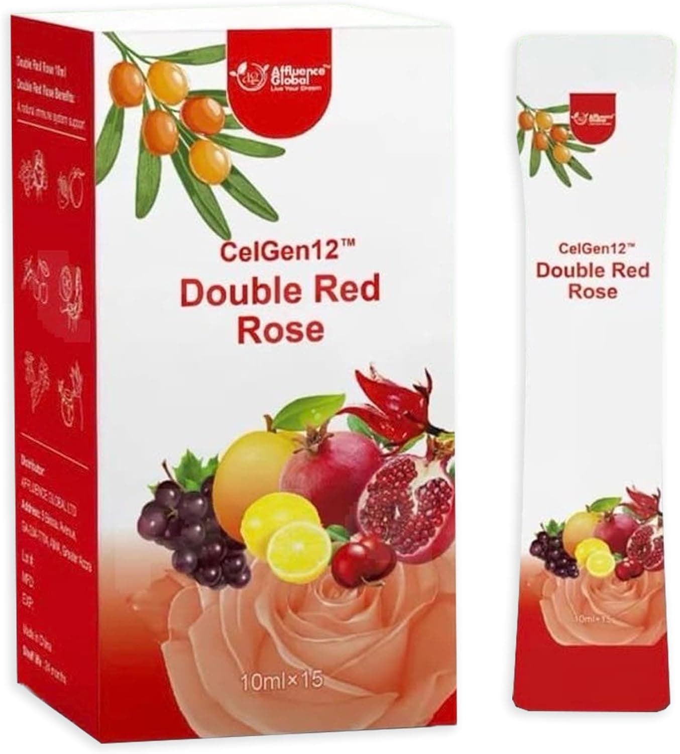 CelGen12 Double Red Rose Natural Immune Support Supplement — front of pack with 15 sachets